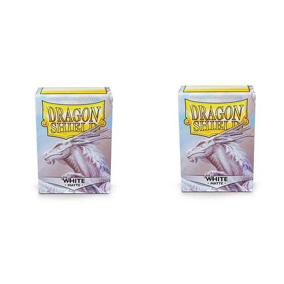 2 Packs Dragon Shield Matte White Standard Size 100 ct Card Sleeves Value Bundle!