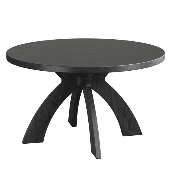 Round Coffee Table, 31.5 Inch Circular Center Table with Curved Cross Legs, Melamine Laminated MDF Accent Table for Living Room, Apartment, Black