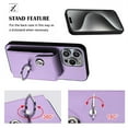 thumbnail image 6 of ELEHOLD for iPhone 13 Pro Wallet Case PU Leather Organ Card Slots Holders Magnetic Button Finger Ring Holder Stand Shockproof Full Protective Case,purple, 6 of 7