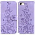 thumbnail image 2 of Compatible avec iPhone SE 2020 Étui Portefeuille Embossé Lily avec Porte-Cartes Étui à Rabat en Cuir PU, 2 of 5