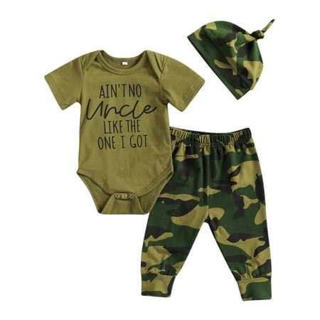 

Livingsenburg Newborn Baby Boy Clothes Sets Short Sleeve Romper Tops Pants Hats