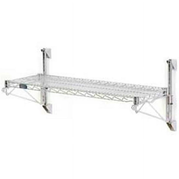 Nexel Wall Mount Wire Shelving Starter - 1-Shelf, Chrome - 24 x 14 x 14 in.