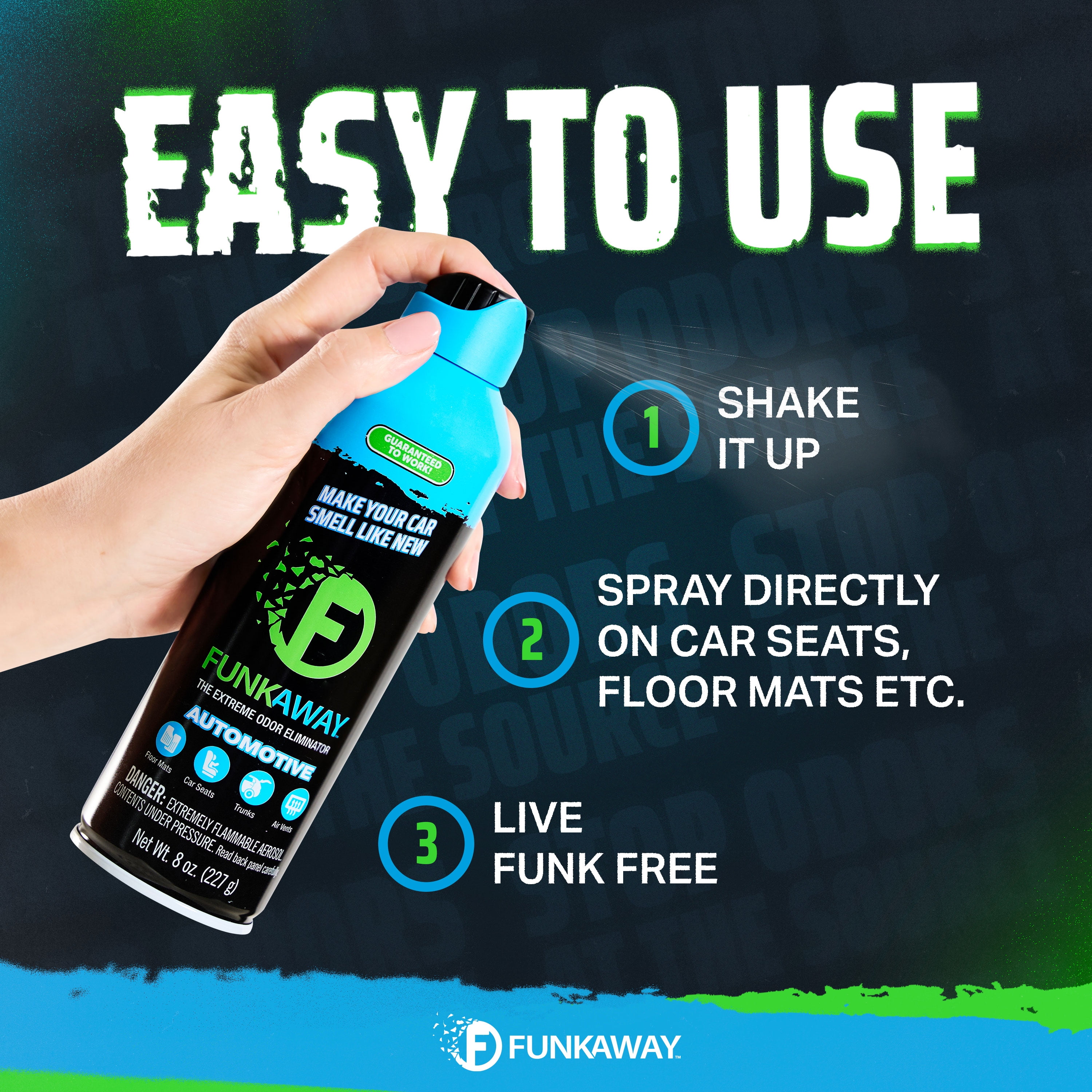 FunkAway Odor Eliminator, Air Freshener & Deodorizer, for Cars and Homes, Aerosol Spray, 8 oz.