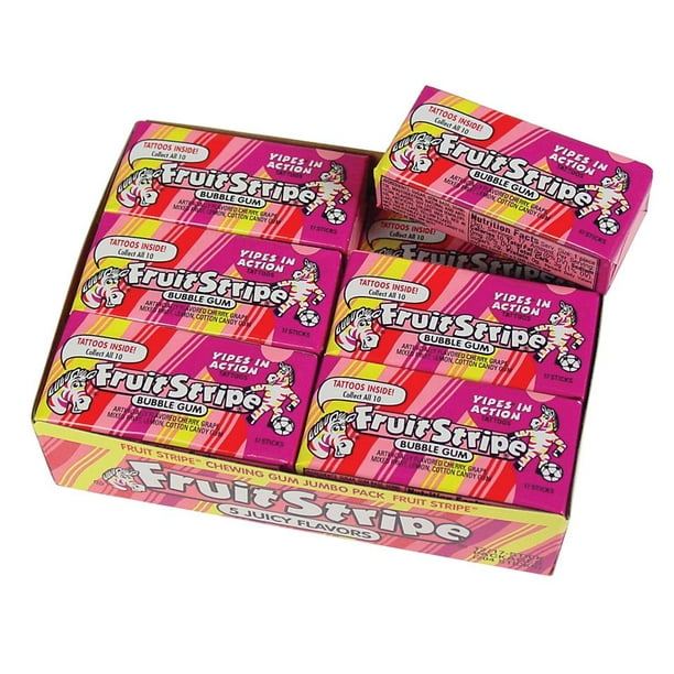 Fruit Stripe Bubble Gum, 17 Sticks (12 Count)