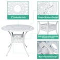 thumbnail image 7 of VIVIJASON 3-Piece Patio Furniture Dining Set, Outdoor All-Weather Cast Aluminum Bistro Set, Include 2 Swivel Chairs and 35.4" Round Table w/Umbrella Hole for Balcony, Lawn, Garden, Backyard, White, 7 of 7