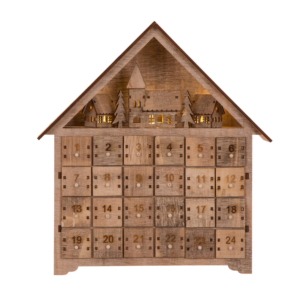 Glitzhome Countdown to Christmas Wooden House Advent Calendar with LED Glitzhome Countdown to Christmas Wooden House Advent Calendar with LED