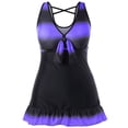 thumbnail image 4 of Maillot de Bain pour Femme, Robe de Plage à Dégradé de Couleurs, Violet, TG, 4 of 9