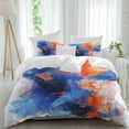 thumbnail image 2 of Orange Blue Bedding 3 Piece Duvet Cover Set California King, Modern Abstract Oil Painted Aesthetics Soft Microfiber Comforter Cover with Zipper Closure & Pillowcases, FadeResistant Quilt Cover, 2 of 9