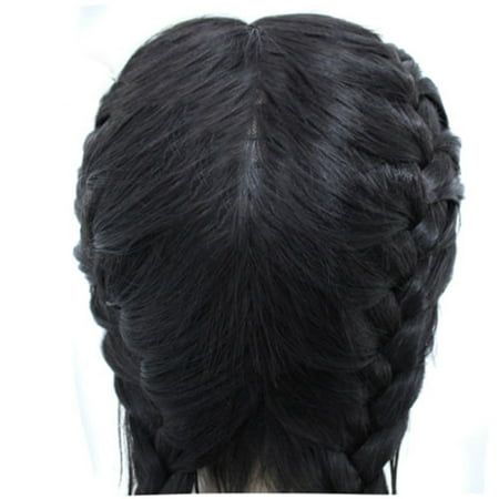 〖Follure〗Synthetic Baby Hair Braided Double Lace Front Wig Long Black Ombre Black (The Best Synthetic Lace Front Wigs)