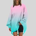 thumbnail image 2 of Bxsruta Blouse for Women, Womens Oversized Crewneck Sweatshirt Printed Long Sleeve Tunic Tops, Pink 2XL, 2 of 6
