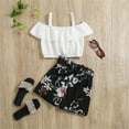 thumbnail image 2 of TAIAOJING Girls' Clothing 10 12 Years Old 2024 One Line Shoulder Short Sleeve Top Shorts Children's Summer Set For 11-12 Years, 2 of 6