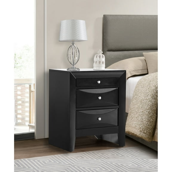 Nightstand with Drawers, 3 Drawer Bedside Table, Fully Assembled Solid Wood Night Stand 23"D x 17"W x 28"H