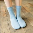 thumbnail image 3 of Prolriy Socks for Women Autumn and Winter Heavy Wool Socks Solid Color Medium Tube Socks Thick Warm Hoop Socks Stockings and Fluffy Towel Socks Womens Socks Blue One Size, 3 of 7