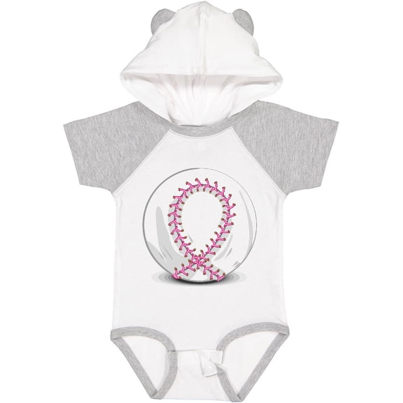 Inktastic Pink Breast Cancer Ribbon Baseball Boys or Girls Baby Bodysuit