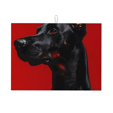 

Sigee Black Dog Red Background for Dish Drying Mat for Kitchen Counter Premium Kitchen Drying Mat 18 x 24 Dish Drying Pad