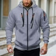 thumbnail image 2 of XAOFW Men's Hoodies Sweatshirts Solid Color Zipper Hoodie Drawstring Casual Classic Pullover Long Sleeve Hooded Sweatshirt With Pockets Fashionable Cozy Outdoor Activities Top, 2 of 4
