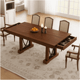 thumbnail image 3 of Ourlova Dining Table for 6 to 8 with 2 Drawers Wooden Kitchen Table with Double Pedestal Large Tabletop 8 Ft Large Rectangular Dinner Table with Sturdy Frame for Kitchen Office-Walnut, 3 of 7