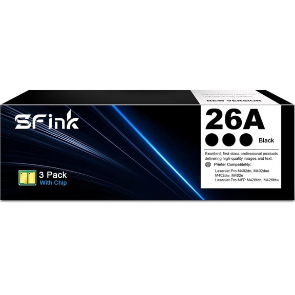 26A (3 Pack Black) Toner Cartridges Compatible for HP26A CF226A for Color LaserJet Pro MFP M426fdw M426fdn,Pro M402dn M402n M402dne M402dw