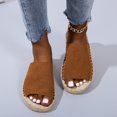 thumbnail image 2 of B91xZ Women's Rhinestone Flat Sandals Cross Strap Open Toe Summer Slide Sandals,Brown 9.5, 2 of 5