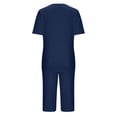 thumbnail image 5 of Njagoc3 2PC Womens Solid Color Neck Short Sleeve Two-pieceButton-Front Loungewear Set Comfortable Home Pajamas Set Sports Set V-Neck Pocketed Top with 7/8 Pants or Shorts, 5 of 6