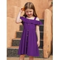 thumbnail image 5 of Arshiner Girls Dresses Summer Spaghetti Strap Cold Shoulder Ruffle Button Down A Line Dresses, 5 of 6
