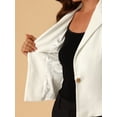 thumbnail image 6 of DARING DIVA Women's Button Front Velvet Blazer Lapel Crop Suit Jacket M Beige, 6 of 6