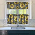 thumbnail image 3 of Kitchen Curtains 24 Inch Short - 3 Panel Set, Boho Sunflower Butterfly Floral Print, Rod Pocket Window Curtain for Rustic Farmhouse, Country Vintage Summer Decor, Easy Wash, 3 of 6