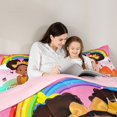 thumbnail image 4 of Castle Fairy Colorful Cartoon Black Princess Twin Bedding 7-Piece,Fun Rainbow Music Note Bedding Comforter Set,Pink Rainbow Yellow,Pink Reversible, 4 of 7