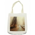 thumbnail image 1 of Landscape Tote Bag, Forest with Serene Giant Tree Body in the Foggy Forest Yosemite Mist Woodland Print, Cloth Linen Reusable Bag for Shopping Books Beach and More, 16.5" X 14", Cream, by Ambesonne, 1 of 2