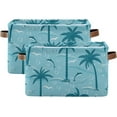 thumbnail image 7 of Large Foldable Storage Bin Summer Palm Trees Dolphin Fabric Storage Baskets Collapsible Decorative Baskets Organizing Basket Bin with PU Handles for Shelves Home Closet-1Pack Decor Gifts, 7 of 7
