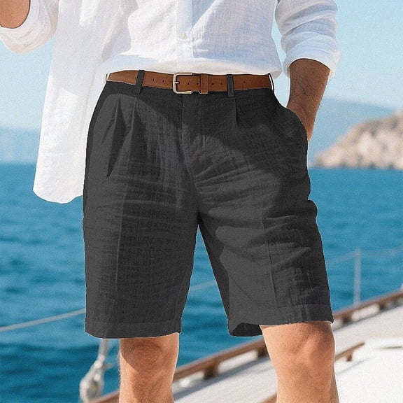 LTTVQM Mens Linen Shorts 2026 Elastic Waist Shorts Casual Summer Lightweight Cotton Beach Vacation Linen Pants with Pockets Black S