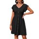 thumbnail image 2 of Puntoco Vestido De Manga Corta Elástico Con Cuello En V Y Cintura Con Botones Para Mujer Negro Xl,Regalos Para Mujer Joven, 2 of 9