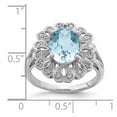 thumbnail image 5 of 925 Sterling Silver Rhodium Diamond and Checker-Cut Light Swiss Blue Topaz Ring Size 7, 5 of 6