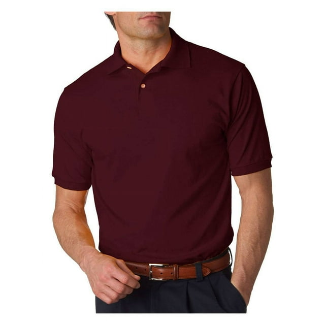 Jerzees Men's SpotShield Button Down Polo Sport Shirt, Maroon XL