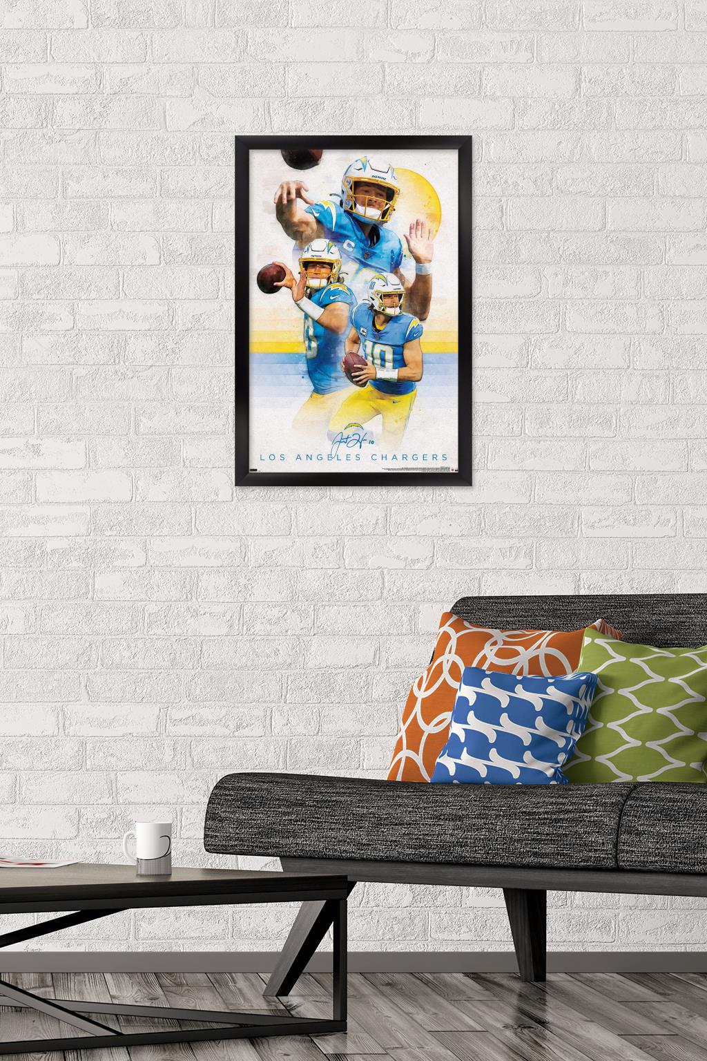 NFL Los Angeles Chargers - Justin Herbert 22 Wall Poster, 14.725" x 22.375" Framed