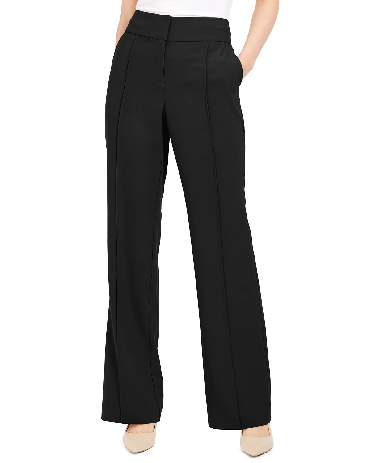 Pintuck Tummy-Control Trousers Black 