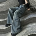thumbnail image 4 of YunPes Girls Cargo Baggy Jeans Y2K Streetwear Oversized Distressed Denim Pants Multiple Pockets Cargos Flare Jeans Fashion Trousers, 4 of 8
