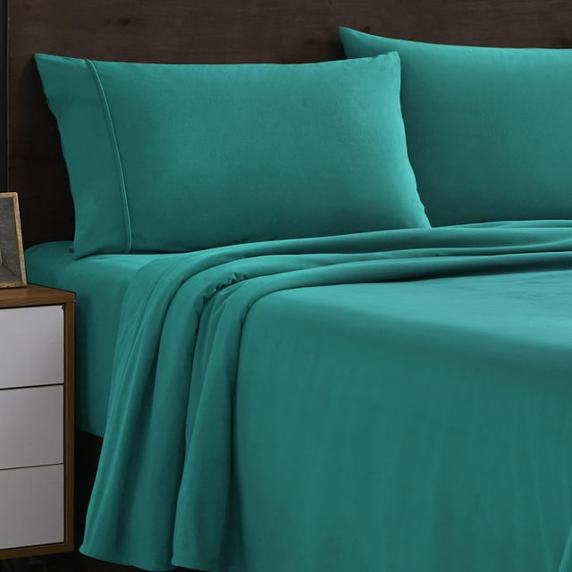 Sábanas de franela de la colección Sweet Home, color verde azulado, para todas las estaciones