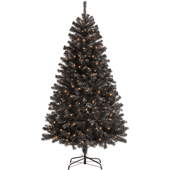 Yaheetech 6ft Pre-lit Spruce Artificial Christmas Tree, Black