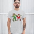 thumbnail image 3 of Tee Hunt Elf and Santa Claus Dab Dancing T-shirt Merry and Bright Christmas Men's Tee, Ash Gray, XX-Large, 3 of 5