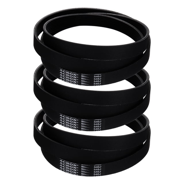 3 Pack 540J8 PJ V-Ribbed Belt 8 Ribs 54" Length x 0.74" Width x 0.14" Height, EPDM Rubber Poly V Belt, Multi Wedge Micro V Belt
