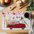 thumbnail image 2 of Love Never Fails Placemats Set of 4, Valentine's Day Love Red Truck Board Non-Slip Place Mats Washable Table Mats for Kitchen Dining Table Decorations Indoor/Outdoor, 2 of 9