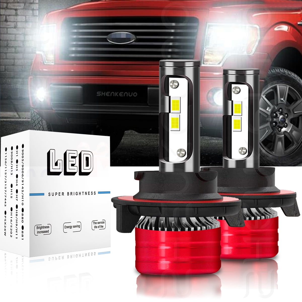 AUXITO H13 9008 LED Headlight Bulb for Ford F-150 2004-2014 Hi Low Beam 6000K Y7 