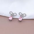 thumbnail image 3 of Boho Pink Crystal Bow Earrings Silver Cz Bowknot Earrings Teardrop Rhinestone Stud Earrings Diamond Bow Shape Dangle Earrings Wedding Birdal Earrings Jewelry For Women, 3 of 7
