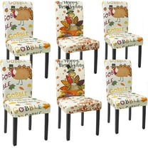 Fall Chair Covers Set of 6 Turkey Maple Leaves Stretch Parsons Chair Slipcovers for Fall Thanksgiving Dining Room Decor Chair Seat Protectors (Turkey Maple Leaf,6PCS)