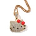 thumbnail image 1 of Colgante de gato de dibujos animados de oro con circonita helada, collar de cadena con colgante de Hello Kitty de hip hop para mujer, 1 of 4