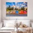thumbnail image 2 of Elephant Stock Ocean Drive Miami Wall Art - Horizontal Canvas Wall Art - Living Room Wall Decor - City Canvas - Blue And Orange Decor - 51" x 34", 2 of 8