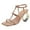 Nude, variant on XYD Women Fashion Strappy Sandals Metal Circular Block High Heels Square Open Toe Pumps Party Club Shoes Size 5 Brown