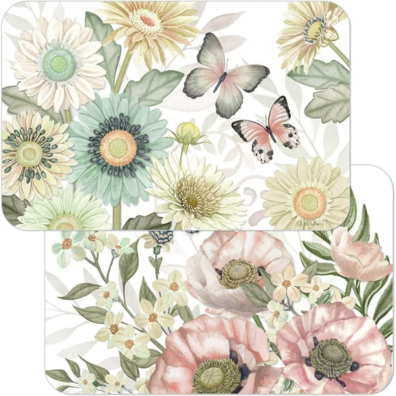 Wipe-Clean Reversible Decofoam Placemats, Boho Butterfly, Set of 2, Made in The USA