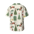 thumbnail image 2 of Vsdgher Christmas Dachshund Dog Print Men's Wrinkle Free Untucked Cuban Shirt Business Casual Button Down Shirts Short Sleeve Shirt, 2 of 7